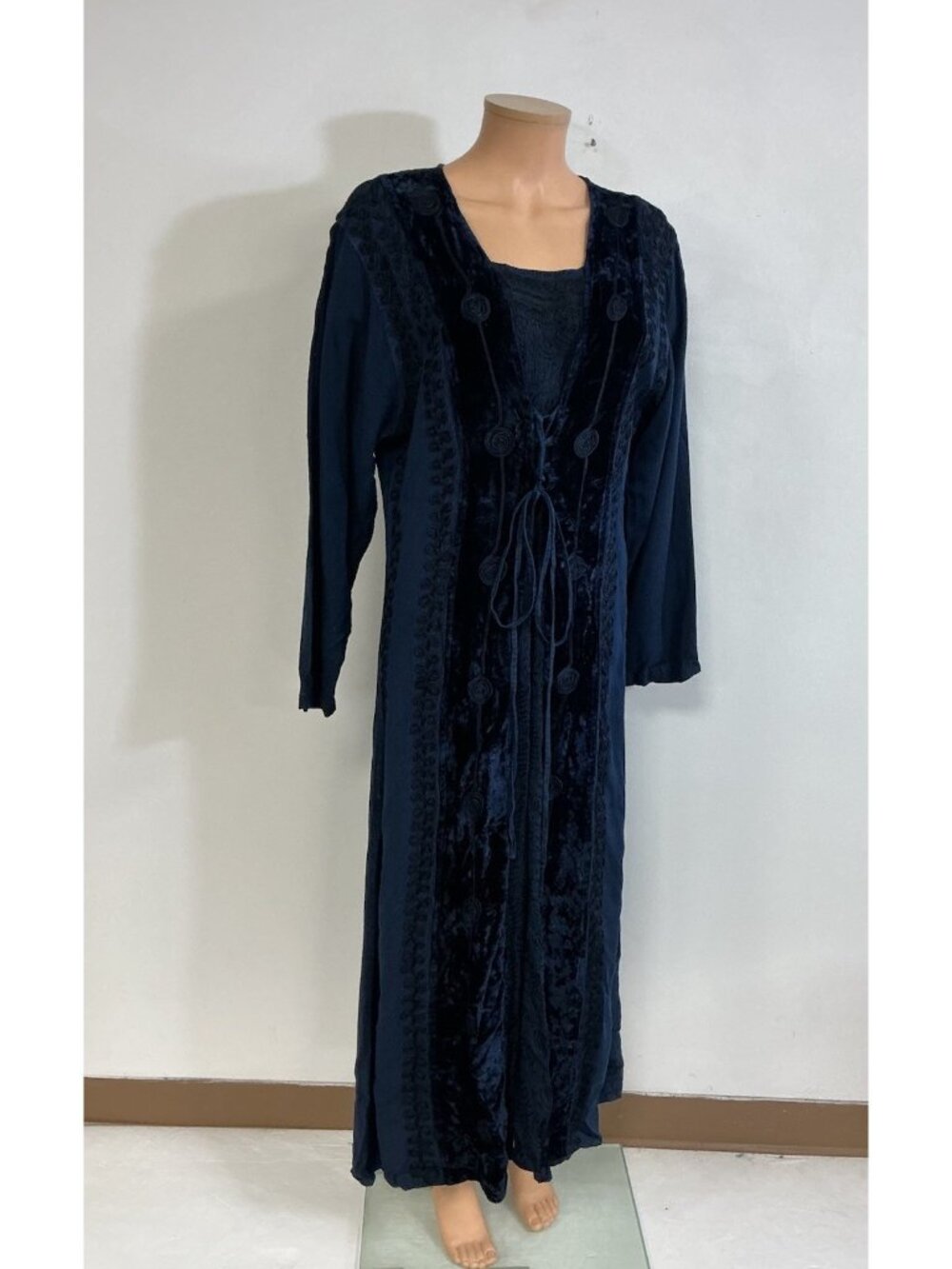 Vintage 90s Maxi Dress Blue Whimsigoth Witchy Grunge Womens One Size